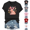 thumbnail image 1 of Otvok Easter Womens Vintage Floral Bunny Graphic T-Shirt Short Sleeve Crew Neck Summer Trendy Casual Soft Tee Blouse Outfits, 1 of 6