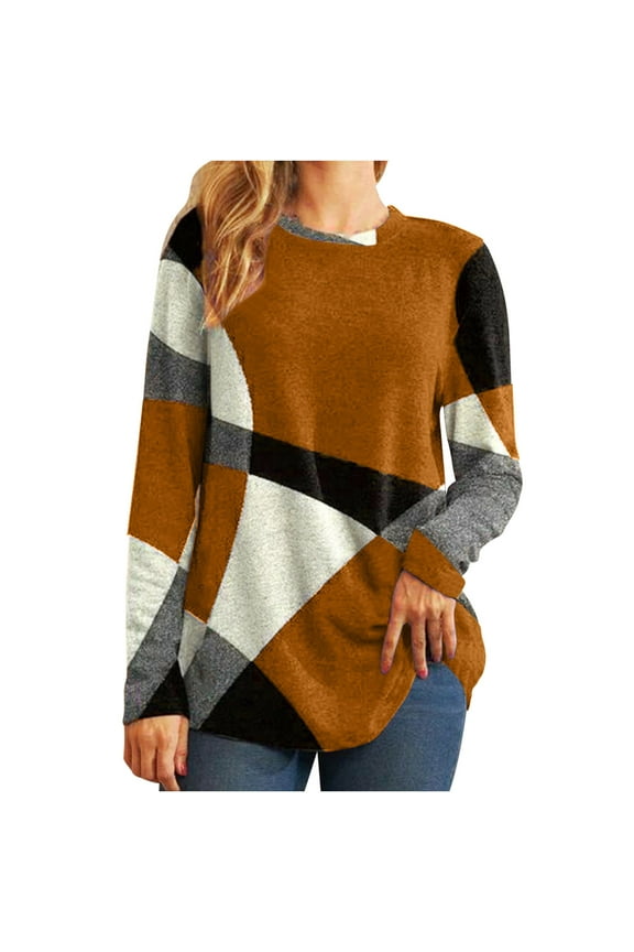 Otvok Fall Shirts Womens Tops Long Sleeve Print Loose Blouse