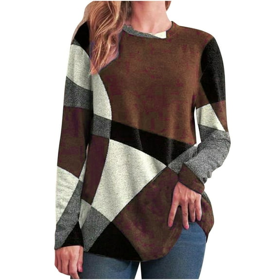 Otvok Fall Shirts Womens Tops Long Sleeve Print Loose Blouse