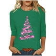 thumbnail image 1 of Otvok Fashion Woman Casual Round Neck Printing Blouse 3/4 Sleeve T-Shirt Summer for Christmas, 1 of 6
