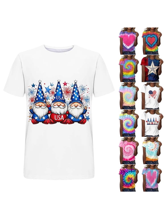 Fashion Woman Causal Round Neck Printed Blouse Short Sleeve T-Shirt Summer