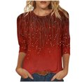 thumbnail image 1 of Otvok Fashion Womens Printed Blouses Three-Quarter Sleeve T-Shirt Round-Neck Top, 1 of 6