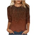 thumbnail image 1 of Otvok Fashion Womens Printed Blouses Three-Quarter Sleeve T-Shirt Round-Neck Top, 1 of 6
