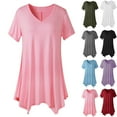 thumbnail image 1 of Otvok Fashion Womens Shirts Casual Solid Color Short Sleeve V-Neck Blouses, 1 of 6