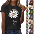 thumbnail image 1 of Otvok Fashionable Summer Women'S T-Shirt Short Sleeve Sunflower Print Casual Round-Neck Tee Blouses, 1 of 6