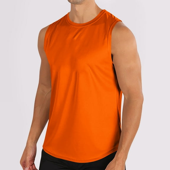 Otvok Fashionable T Shirt for Men's Solid Color Tight Fitting Casual Sleeveless Fitness Tank Top