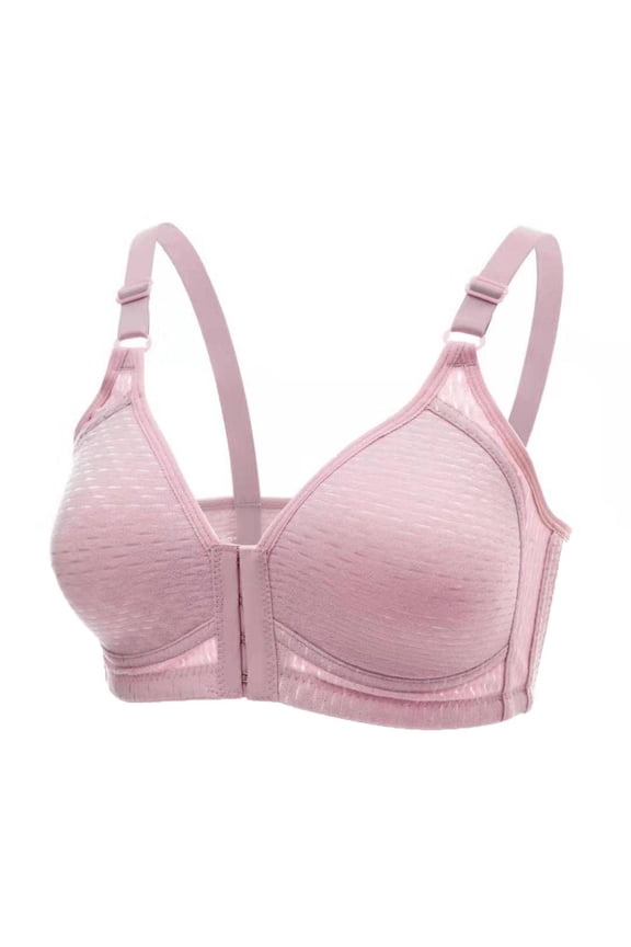 Front Closure Bras for Women Full-Coverage Seamless Flex Fit Bra Soft Lifting Zip Front Wireless Brassiere Cozy Convertible Straps Extender Hooks Brassieres Bralette