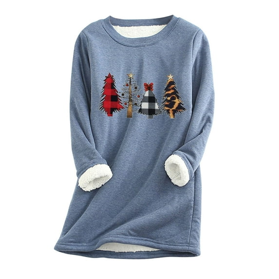 Otvok Ladies Autumn Winter Loose Vacation Casual Sleeve Round Neck Shirt Tops