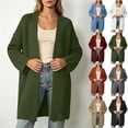 thumbnail image 1 of Otvok Ladies Casual Knit Sweater Coat, Textured Rib Knit Open Front Drop Shoulder Long Sleeve Mid Length Cardigan, 1 of 7