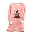 thumbnail image 1 of Otvok Ladies Fashion Autumn Winter Plus Fleece Warm Christmas Print Tops, 1 of 6