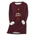 thumbnail image 1 of Otvok Ladies Fashion Autumn Winter Plus Fleece Warm Christmas Print Tops, 1 of 6