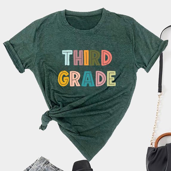 Otvok Ladies Fashionable Casual Pullover Printed Short Sleeved Tops for School Season