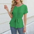 thumbnail image 1 of Otvok Ladies Short Sleeve Shirt with Ruffled Edges and Pleated Straps Top for Outerwear T-Shirt, 1 of 6