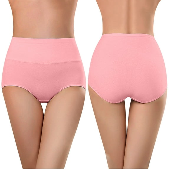 Otvok Ladies Underwear Soft High Waist Breathable Solid Color Briefs Panties for Women