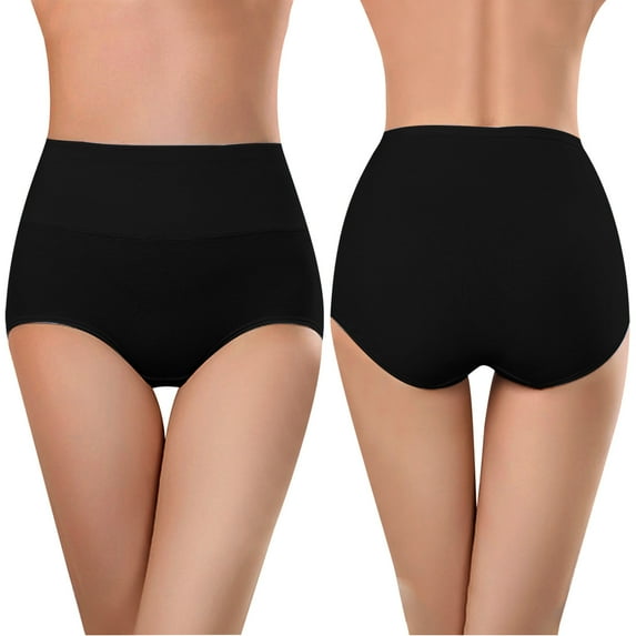 Otvok Ladies Underwear Soft High Waist Breathable Solid Color Briefs Panties for Women