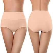 Otvok Ladies Underwear Soft High Waist Breathable Solid Color Briefs Panties for Women