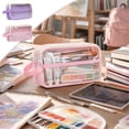 thumbnail image 1 of Otvok Layer Large Capacity Transparent Pencil Case for Students Portable Large Capacity Stain Durability Rectangular Storage Pouch, 1 of 7