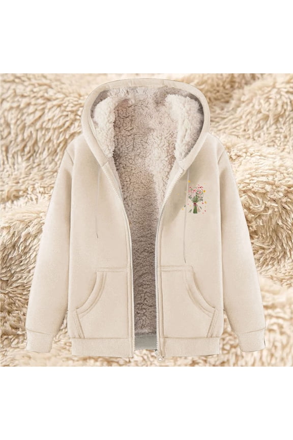 Long Sleeve Sweatshirt for Women's Casual Full Zip Fleece Hoodie Jacket Coat