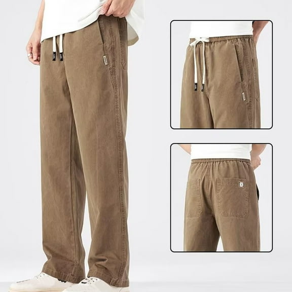 Otvok Men Outdoors Fashion Solid Casual Elastic Waist Pocket Cargo Pants