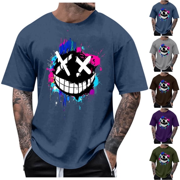 Otvok Men Plus Size T-Shirts Summer Casual Pullover Round Collar Athletic Running Gym Workout Short Sleeve Blouse Casual Loose Tee Shirts