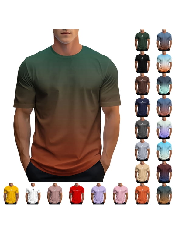 Otvok Short Sleeve Men's T-Shirts Graphic Tees EKG Heartbeat Pattern Breathable Crewneck Daily Casual Shirts