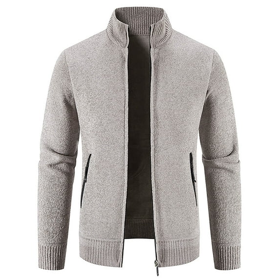Otvok Mens Coats Autumn And Winter Stand Collar Sweater Fleece Jacket