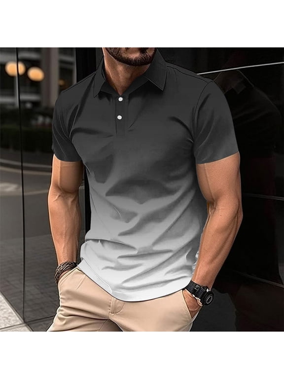 Mens Henley Shirts Short Sleeve Summer Casual Classic Polyester T Shirts Button Shirt