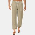 thumbnail image 1 of Otvok Mens Linen Solid Color Loose Fashionable Drawstring Pants with Pockets, 1 of 6