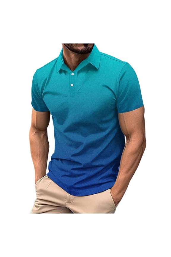 Otvok Mens Short Sleeve Blouse Casual Solid Turn Down Collar Buttons T-Shirt