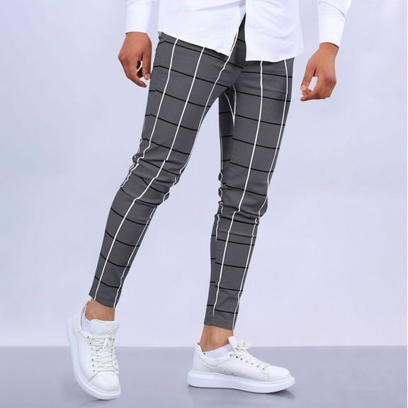 Otvok Mens Summer Straight Leg Daily Thin Casual Business Streak Pants