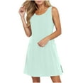 thumbnail image 1 of Otvok Mint Green Dresses Women Summer Pocket Casual Solid Round-Neck Sleeveless Mini Dress, 1 of 6