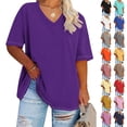 thumbnail image 1 of Otvok Oversized Tshirts for Women Summer Short Sleeve V Neck Tee Shirt Trendy Loose Workout Tee, 1 of 6