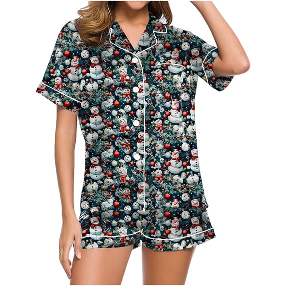Otvok Pajamas for Women Summer Short Sleeve Tops and Shorts Soft Satin Silk Pj Set Sleepwear Loungewear 2 Piece Outfit