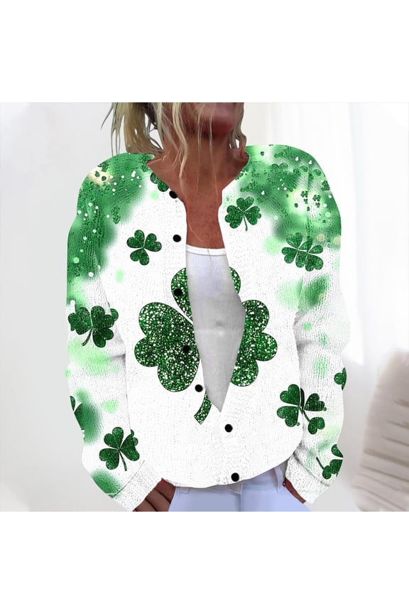 Patrick's Womens Cardigans Casual Long Sleeve Button Down Floral Sweaters Open Front Knit Outerwear