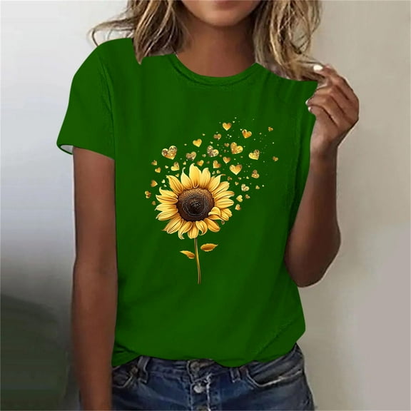 Otvok Plus Size Womens Summer Tops Short Sleeve T-Shirt Crew Neck Cute Pullover Trendy Blouses