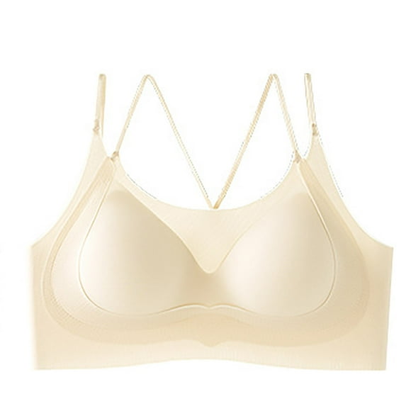 Otvok Seamless Underwear Womens Ice Silk Fixed Cup Beautiful Back without Steel Ring Plus Size Bra