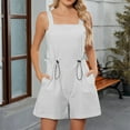 thumbnail image 1 of Otvok Short Jumpsuit Womens New Solid Color Lace-Up Pocket Casual Fashion Romper, 1 of 6