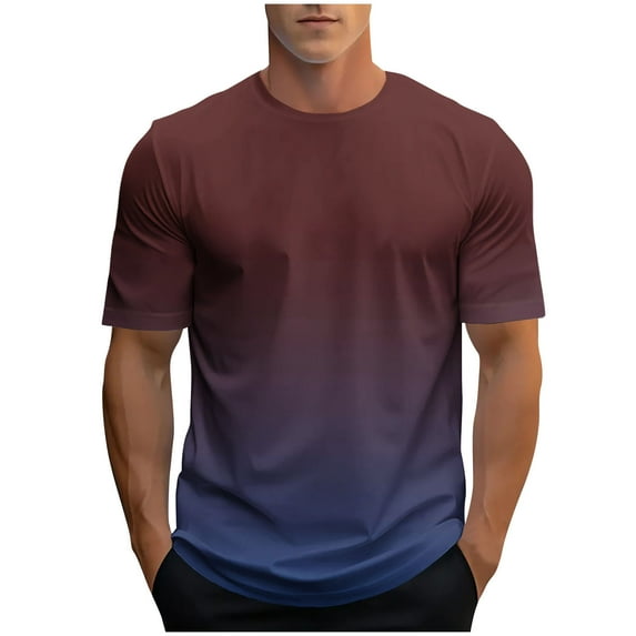 Otvok Sports T-shirt for Men Fashion Casual Print Short Sleeve Round-Neck Blouses