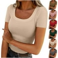 thumbnail image 1 of Otvok Spring Summer T-shirts Women's Fashion Solid Color Blouse Short Sleeve Round Neck Casual Tops, 1 of 6