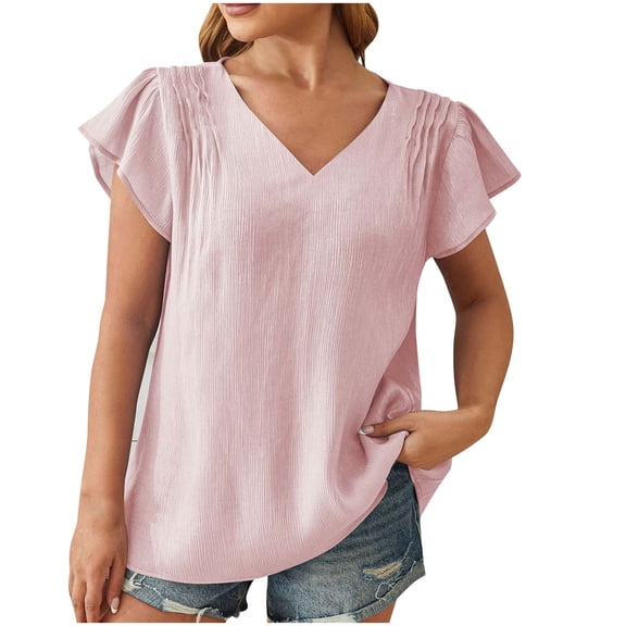 Otvok Summer Basic Tee Tops for Womens T Shirts Bubble Sleeve Crew Neck Shirts Casual Blouse