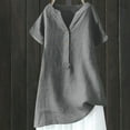 thumbnail image 1 of Otvok Summer Shirts Womens Blouse V-Neck Short Sleeve Loose Button Cotton and Linen Tunic Shirts, 1 of 4