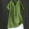 thumbnail image 1 of Otvok Summer Shirts Womens Blouse V-Neck Short Sleeve Loose Button Cotton and Linen Tunic Shirts, 1 of 4