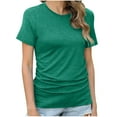 thumbnail image 1 of Otvok Summer Tee Tops for Women Plus Size Casual Solid Color Round Neck Short Sleeve Blouses, 1 of 6
