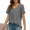 thumbnail image 1 of Otvok Summer Tops for Women Solid Casual Trendy Short Sleeve T Shirts Scoop Neck Tee Shirts, 1 of 6