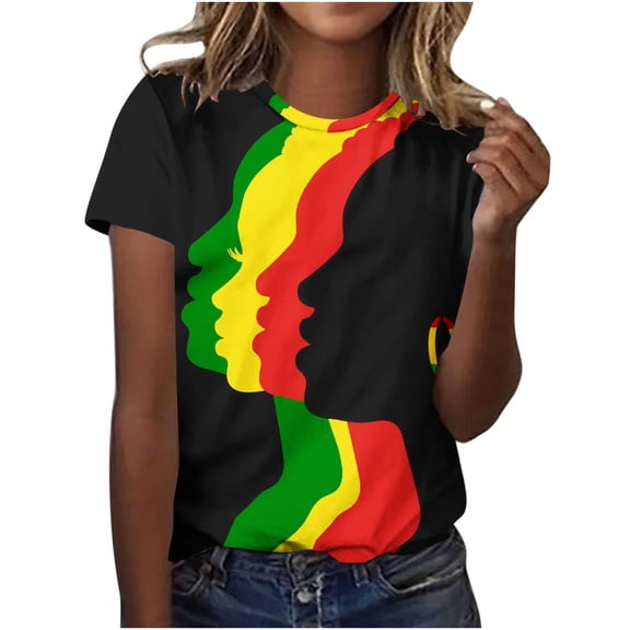 Otvok Summer Women'S T-Shirt Short Sleeve Resort Beach Print Casual Round-Neck Plus Size Blouses