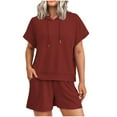 thumbnail image 1 of Otvok Summer Womens Sets Casual 2 Piece Outfits Short Sleeve Hoodie Tops and Shorts with Pockets, 1 of 6