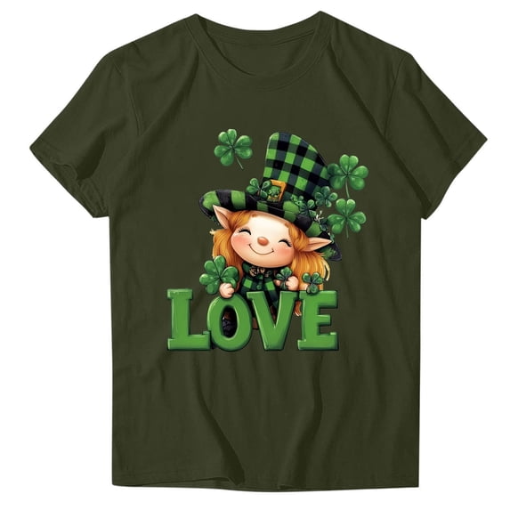 Otvok Summer Womens St. Patrick'S Day Printed T-Shirt Round Neck Short Sleeve Tops