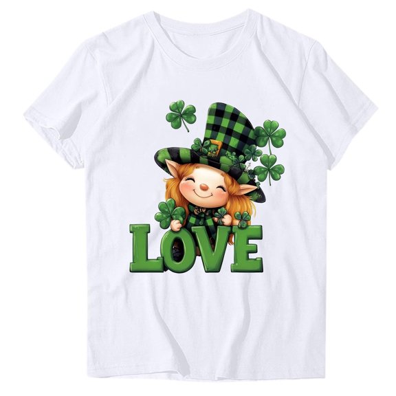 Otvok Summer Womens St. Patrick'S Day Printed T-Shirt Round Neck Short Sleeve Tops