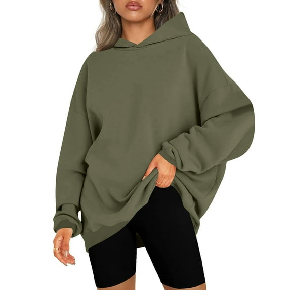 Otvok Sweatshirt for Women Fall Fashion Long Sleeve Shirts Trend,Womens Casual Loose Solid Hooded Sweatshirt
