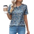 thumbnail image 1 of Otvok T-Shirts for Women Short Sleeve Round-Neck Casual Print Pleated Pullover Blouse Tops, 1 of 6